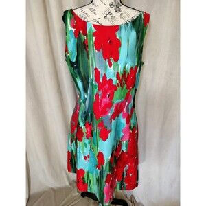 NWOT! Evan Picone Sleeveless A-Line Dress w/Watercolor Floral Print. Size 14